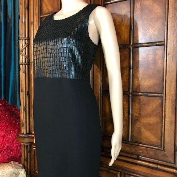 Anne Klein Paris Stroll Croc Embossed Faux Leather Dress - Picture 9 of 14